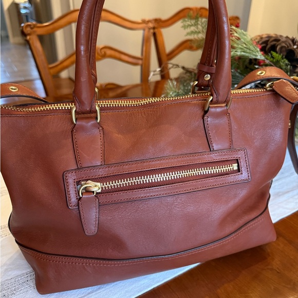 Coach Molly East West Satchel Leather Handbag in cognac - Picture 4 of 8